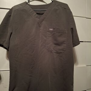 Figs Charcoal V-Neck Short Sleeve Tee